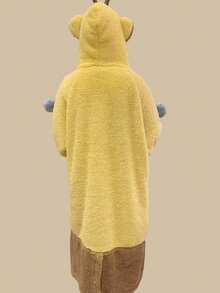 1pc Hooded Bee Animal Pajama Set, Coral Fleece Thickened Sleepwear, Hooded Sweatshirt Robe - Oversized Plush Hoodie With Sleeves And Extra Large Pockets, Unisex Warm Blanket Suitable For Sofa Or Bed, Comfortable Flannel Fabric, Essential For Halloween, Robe, Warm And Windproof, Winter Decor