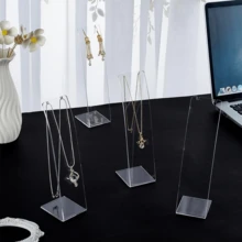 2 piezas Soporte de exhibición de collar de acrílico negro/transparente, soporte minimalista de estilo Ins para joyería, accesorio para transmisión en vivo para tienda de joyería, exhibidor de collares y aretes, almacenamiento y exhibición de joyería de doble uso - Multicolor - Ver 5