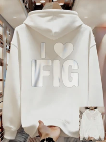 New Solid Color Printed Hoodie - Loose Fit, Machine Washable, Geometric Pattern For Men For Spring, Autumn And Winter - White - View 8