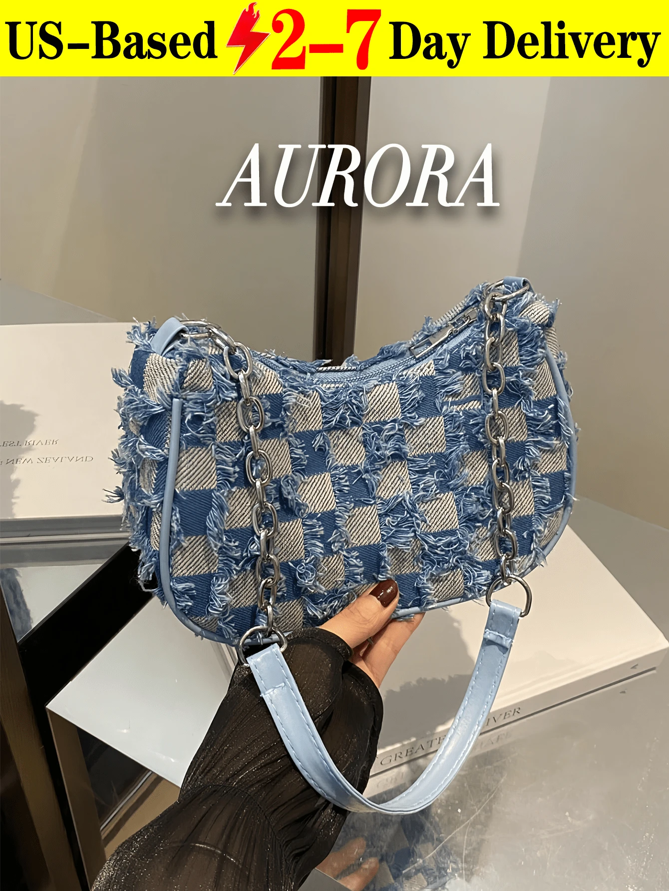 ✨Women's Decorative Buckle & Stitching Chain Strap Shoulder Bag – Stylish Hobo Bag With Small/Medium Crossbody Bag & Wallet Set, Ideal For Shopping, Dating, Work, Business, Commuting, A Lovely Gift For Teen Girls, College Students & Women, Versatile Accessory Blending Street Charm & Practicality For Diverse Daily Occasions - 彩色 - 查看 1