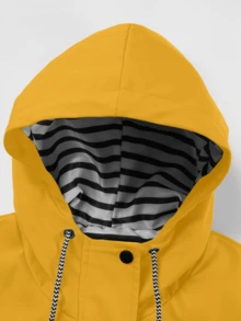 女士长款连帽雨衣，轻便休闲全拉链雨衣，徒步夹克，女士户外防风衣