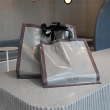100个装节日礼品手提袋，塑料女装包装袋，棕色手提袋，加厚礼品收纳袋，便携大容量手提袋。适用于情人节、婚礼、购物、生日礼品袋和派对礼品袋。 - 彩色 - 查看 6