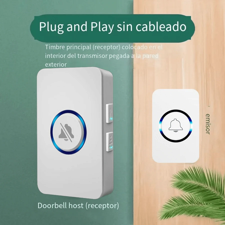 Este timbre inalámbrico inteligente admite la funcionalidad plug-and-play, viene con 60 melodías (música/tonos), cuenta con control remoto de largo alcance y es muy fácil de instalar (no requiere cableado). - 1 juego - Ver 1