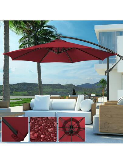 Lislark Red Wine Color Outdoor Sunshade Umbrella, 3-Meter Garden Cantilevered Sunshade Umbrella, Locally Stocked For Shipment, Outdoor Banana-Shaped Hanging Umbrella With Handle, 8 Umbrella Ribs And Cross Base, Suitable For Outdoor Sunshade, Rotatable And Tiltable, Suitable For Gardens, Patios, Backyards And Swimming Pools. An Excellent Gift For Christmas.