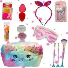 Children's Makeup Kit: Toiletry Bag + Lip Gloss + Eyeshadow Brush + Glitter + Lipstick - 彩色 - 查看 11