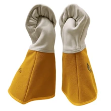 PAKNADA Goat Leather Welding Gloves – Yellow & White TIG Gloves With Kevlar Stitching & Protective Cuff For Metalworking, Home Improvement & Heavy-Duty Tasks - Large - 查看 2