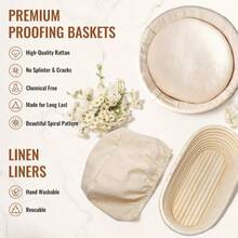 2 Pieces / 1-Piece Flour Mixer, Round Basket, Baking Set, Wicker Bread Fermentation Basket Set, Complete Yeast Bread Fermentation Set, Suitable For Hand Baking And Fermentation - Multicolor - View 2