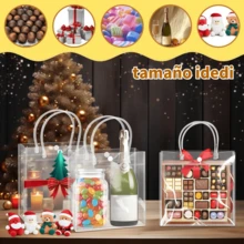 CASALIVA 20 piezas Bolsas de Regalo Transparente con Asas, Bolsas de Regalo Transparentes Impermeables Reutilizable, Bolsitas de Dulces 20*20*8cm para Fiesta de Cumpleaños Boda Bautizo Recuerdos Despedida de Soltera Navidad - transparente - Ver 6