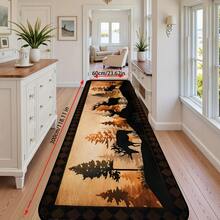 Covor Premium din Flanel cu Temă Animală Sălbatică - Design cu Urși și Cerbi de Pădure, Antiderapant și Lavabil la Mașină, Pentru Living, Dormitor, Bucătărie și Mai Multe - Covor Versatil pentru Decorul Casei - Pentru Proprietari de Case și Iubitori de Animale - Perfect pentru o Ambianță Confortabilă și Caldă - Cadoul Ideal pentru Casă Nouă și Sărbători