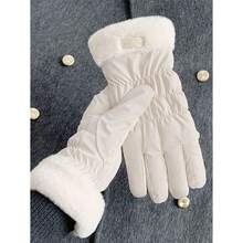 1pc Cute Touchscreen Gloves Women, Suitable Cycling, Winter Riding, And Skiing - trắng - Xem 6