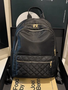 [US-Based Shipping]Women's Travel Laptop Backpack, Casual Large-Capacity Backpack, Stylish And Simple Student Laptop Bag, Lightweight Business Backpack, Oxford Cloth Travel Backpack, Nylon Diamond Stitching Design Schoolbag, Suitable For Travel, Hiking, Commuting To Work, Going To School, Tutoring. - Nhiều màu - Xem 9