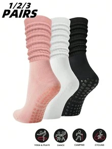 1/2/3 双女士彩色瑜伽袜，透气筒长袜，带防滑硅胶，适合运动、芭蕾、瑜伽 - 彩色 - 查看 6