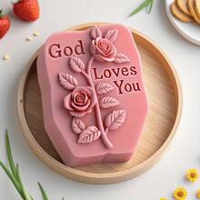 1 PC 3D Silicone Resin Mold For 3D Embossed Crafts - Rose & Leaf Design, Ideal For Soap, Candles - Perfect Holiday Gift For Thanksgiving, Christmas, Halloween, Easter, Valentine'S Day, Birthday, Home Decoration, Silicone Molds For Crafts, Best For Christmas, Perfect For Thanksgiving - White - View 3