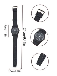 1pc Black Fashionable Minimalist Waterproof Watch, Suitable For Daily Wear And Festival Gift - Black - View 2