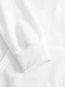 Sudadera con capucha sin cordón impresa en blanco y gris, versátil y de moda para hombres, top para parejas de estudiantes, sudaderas para hombres - Negro - Ver 7