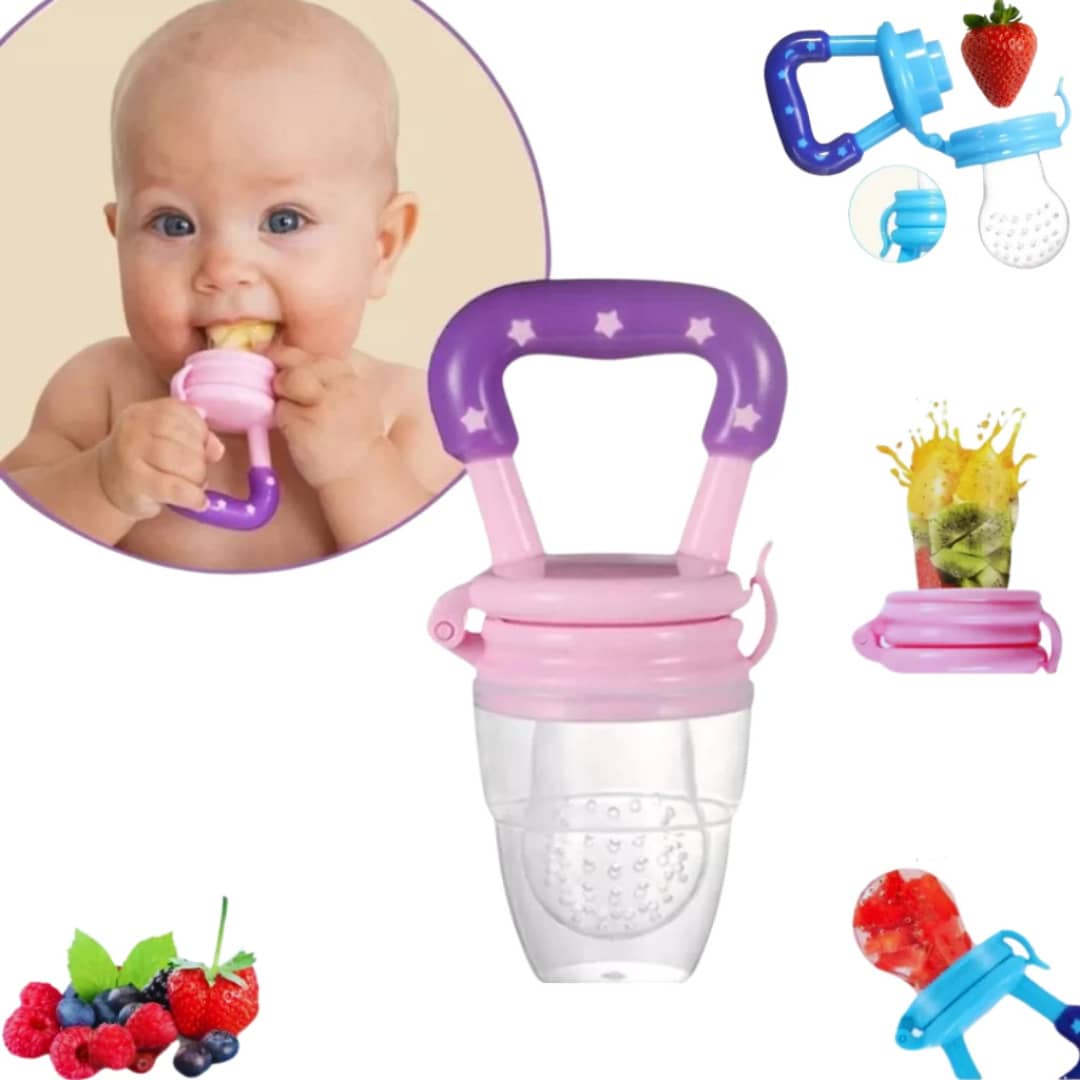 Baby Food Introduction Pacifier For Fruits And Purees, Feeding Pacifier For Babies To Try Fruits, With Hygienic Cap And Soft Bottle Nipple. - Hoa hồng - Xem 1