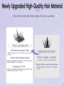 anlinnet 100 簇 5D C 卷度单根假睫毛 - 蓬松自然效果假睫毛，柔软放大双眼，适合派对和日常使用