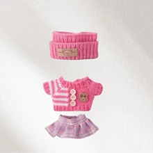 Doll Clothes Outfit Suitable For 17cm Pendant Keychain Doll Plush Doll, Cute Sweater Set Doll Accessories, Available In Pink, Gray, Purple, Black - Pink - View 2