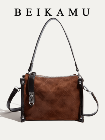 BEIKAMU Modern quiltad diamantmönsterhandväska, retro färgblockerande mångsidig damtoalettväska axelväska, lämplig för universitet, pendling, shopping, promenader, daglig användning