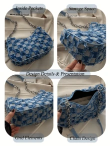 ✨Women's Decorative Buckle & Stitching Chain Strap Shoulder Bag – Stylish Hobo Bag With Small/Medium Crossbody Bag & Wallet Set, Ideal For Shopping, Dating, Work, Business, Commuting, A Lovely Gift For Teen Girls, College Students & Women, Versatile Accessory Blending Street Charm & Practicality For Diverse Daily Occasions - 彩色 - 查看 2