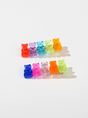 2pcs Bear Decor Hair Clip Claw Clips Hair Claws Hair Barrettes, School Stuff, Hair Accessories