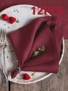 2/6/12pcs Modern Minimalist Thin Soft Absorbent Red Napkins, Suitable For Dining Room, Home, Party, Festival Decoration, Wrinkle-Resistant Square Cloth Napkins