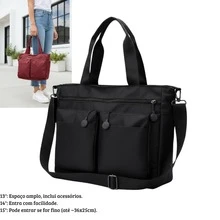 Women's Large Waterproof Nylon Shoulder Bag With Crossbody Strap - Màu xanh hải quân - Xem 3