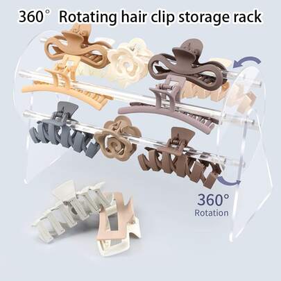 360 Degree Rotating Acrylic Hair Clip Organizer, Designed For Girls