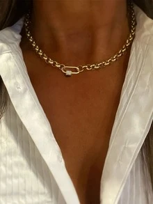 这款STYLEVER单件金色椭圆形字母吊坠项链，搭配闪电吊坠和不锈钢链，适合工作、日常生活、派对、宴会和舞会等场合佩戴。它是一款独特而奢华的女士项链。 - 金黃色 - 查看 22