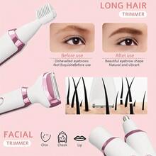 Máy cạo râu điện 4 trong 1 sạc được dành cho nữ, máy tỉa lông mặt cầm tay với 4 đầu, thích hợp để tẩy lông mặt, mũi, chân, nách, vùng bikini và toàn thân. - trắng - Xem 7