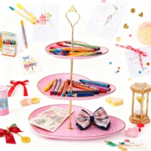 Suporte para bolo de 3 andares, expositor de frutas, suporte para bolo e sobremesa para chá da tarde, artigos para casamento, decoração para casa, utensílios de cozinha - Multicolorido - Ver 2