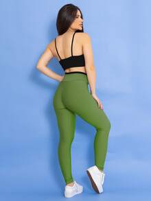 Women's Fitness Set: Gym Top, Leggings, Glow, Tarelles - 墨綠色 - 查看 5