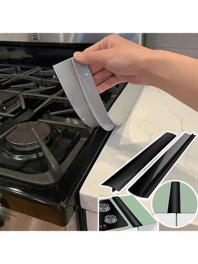 2pcs Stove Counter Cover Kitchen Seal, Organic Silicon High Temperature Resistant Kitchen Gap Strip,Stove Top Seal, Oil And Dirt Resistant Gas Stove Gap Soft Sealing Strip Silicone Gap Plug Kitchen Stove Counter Gap Cover - Flexible Stove Space Filler,Silicone Kitchen Stove Counter Gap Cover Long & Wide Gap Filler (2 Packs) Seals Spills Between Counters, Stovetops, Washing Machines, Oven, Washer,Heat-Resistant And Easy Clean