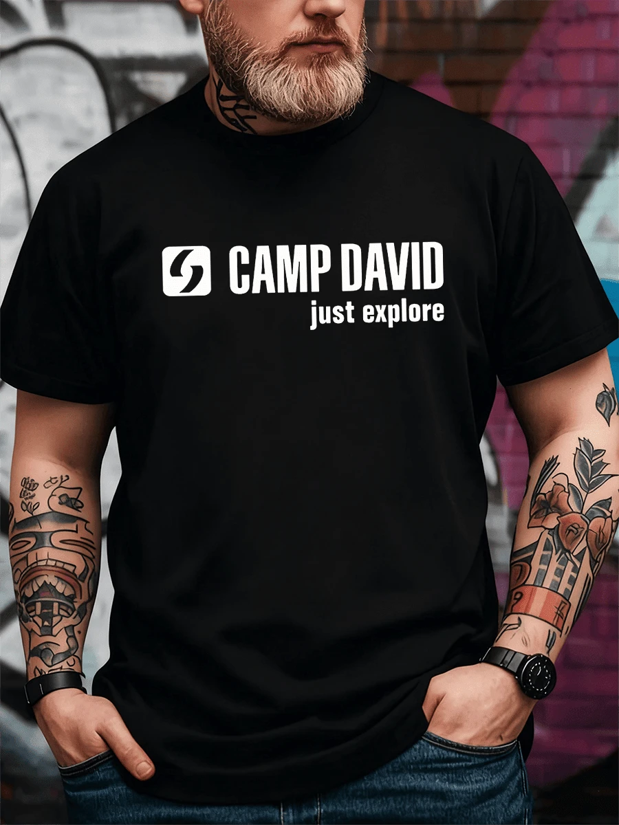 CAMP DAVID  Graphic T-Shirt,Casual Short Sleeve Crew Neck Tee, Men's Clothing, Fans Shirt,Sport Tees - Black - View 1