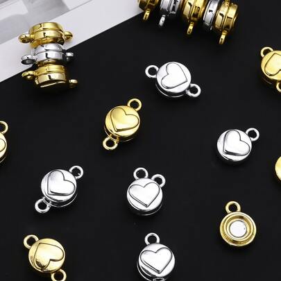 4Pairs 9x15mm Flat Round Heart-Shaped Design Magnetic Buckle Perfect For DIY Bracelets, Necklaces, Connecting Buckles And Ending Magnetic Clasps, Jewelry Buckle For Making Jewelry Parts And Accessories