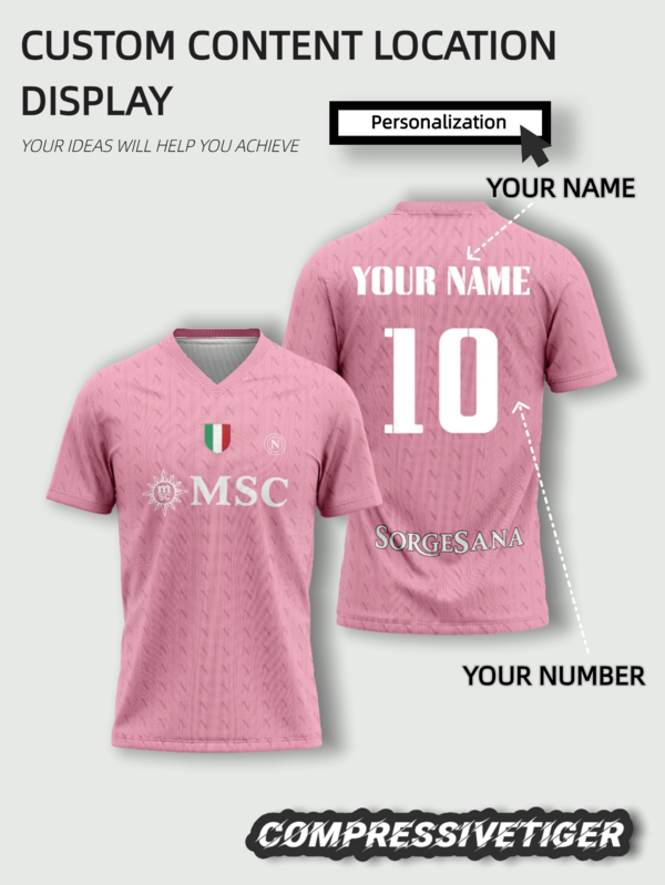 Custom Naples Pink Football Jersey - Personalized Name And Number - Breathable Tight-Fit Design To Help You Perform At Your Best - Fan Sports Training Wear, Great Gift For Halloween, Thanksgiving, Christmas And New Year