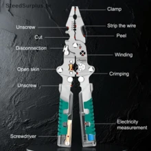 Multifunctional Needle-Nose Pliers For Electricians - With Electricity Detection, Removal, Cutting And Stripping Functions, And A Foldable Electricity Tester. - 墨綠色 - 查看 5