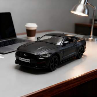 RMZCITY 1:36 Scale  Mustang Diecast Car - Matte Black, Metal Body, Openable Doors, Functional, Realistic Car Model, Kids Toy, Adult Collectible, Holiday/Birthday Gift