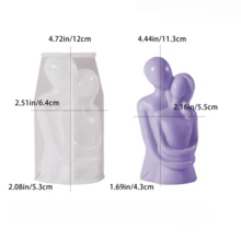 DIY Candle Mold Embracing Couple Figurine Resin Mold 3D Romantic Embracing Couple Portrait Plaster Mold Body Wax Candle Mold Valentine's Day Silicone Mold - White - View 9