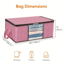 3pcs Foldable Clothes Storage Bags With Reinforced Handles And Transparent Windows - Sturdy Fabric Wardrobe Organizers, Multi-Compartment Underbed Storage Containers For Clothes, Bedding, Seasonal Decor, Under Bed Storage - Multicolor - View 4