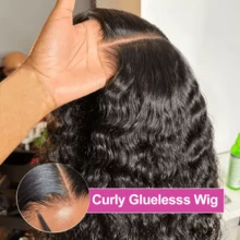 34 polegadas 200% de densidade Peruca Frontal de Renda Ondulada Natural Cor Natural Cabelo Misturado 13x4 Ondas Profundas Peruca Frontal de Renda Cabelo Misturado Humano para Uso Diário Peruca Frontal de Renda Cachos Jerry Ondas de Água Curta Bob Peruca de Renda Pré-Cortada Pré-Arrancada Linha de Cabelo Natural com Cabelo de Bebê