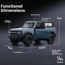 Burago 1:64  BRONCO Diecast Car Model, Realistic Alloy Vehicle Toy, Gift For Boys, Collectible - Blue - View 9