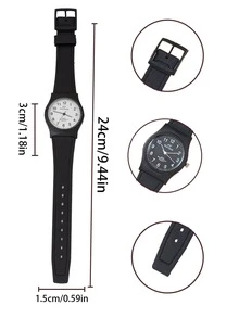 1入黑色時尚極簡防水手錶，適合日常佩戴及做為假期禮物 - 彩色 - 查看 2