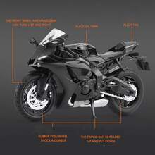 Burago 1:18 Scale YZF-R1 Motorcycle Model, Black & Yellow, Rear Shock Absorber, Retractable Stand, Realistic Motorcycle Replica, Collectible Display, Children's Toy, Adult Collection, Holiday Gift - Multicolor - View 7