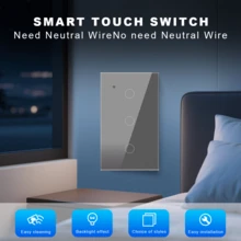 Whole Home Lighting Smart Switch - Control Wall Ceiling Pendant Lights Via Tuya App & Alexa - US Standard Touch Panel Requires Neutral Wire - Effortless For Bedroom Office Restaurant - Gold Grey - Grey - View 1