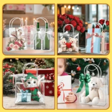 CASALIVA 20 piezas Bolsas de Regalo Transparente con Asas, Bolsas de Regalo Transparentes Impermeables Reutilizable, Bolsitas de Dulces 20*20*8cm para Fiesta de Cumpleaños Boda Bautizo Recuerdos Despedida de Soltera Navidad - transparente - Ver 7