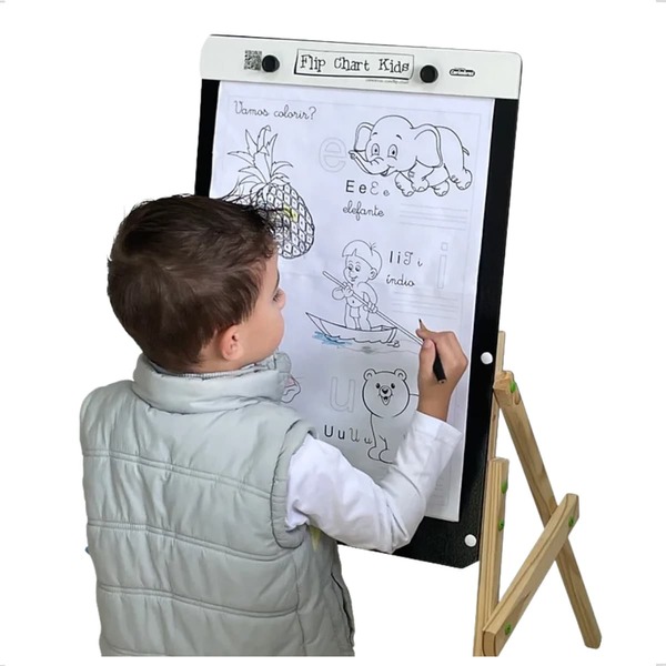 Quadro Lousa Flip Chart Kids Infantil Carimbras Cavalete Escolar Pedagógico Escola Apresentação