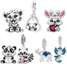 CYMYSS 1 件套可爱动物主题吊坠，采用镀银铜材质，镶嵌立方氧化锆石——完美搭配女士手链，是情人节、生日或日常佩戴的理想之选。