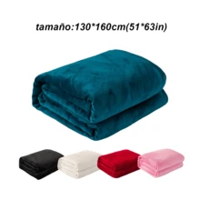 Manta de franela lisa + Cálida y cómoda + Disponible en 3 tamaños / Ideal para dormitorios y salones / Perfecta para relajarse + Material de poliéster + Suave y agradable al tacto + Versátil para múltiples entornos + Fácil de guardar + Práctico artículo para el hogar - Negro - Ver 9