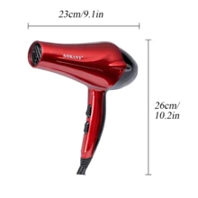 Secador de pelo, secador de pelo de alta potencia, secador de pelo profesional, control de aire caliente y frío, equipo profesional para el cuidado del cabello, adecuado para uso diario y en salones de belleza. - Rojo - Ver 3